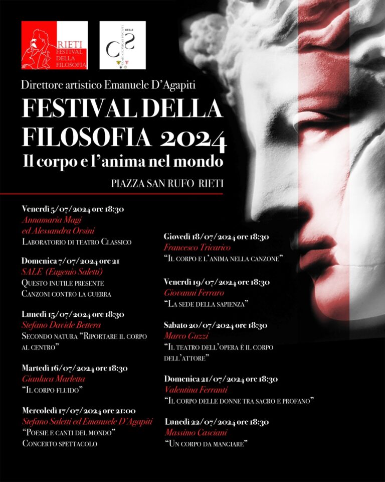 Seconda edizione del Festival di Filosofia a Rieti Programma